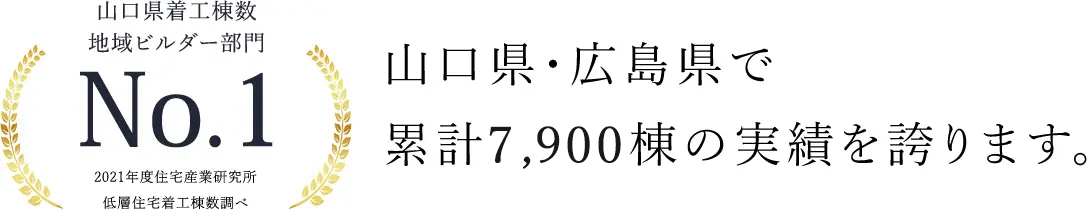 山口県・広島県で累計7,900棟の実績を誇ります。