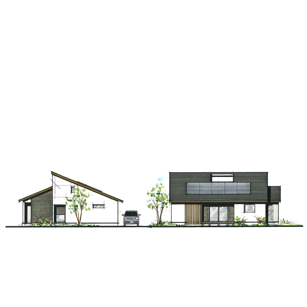 和テイストの中庭と縁側のある平屋