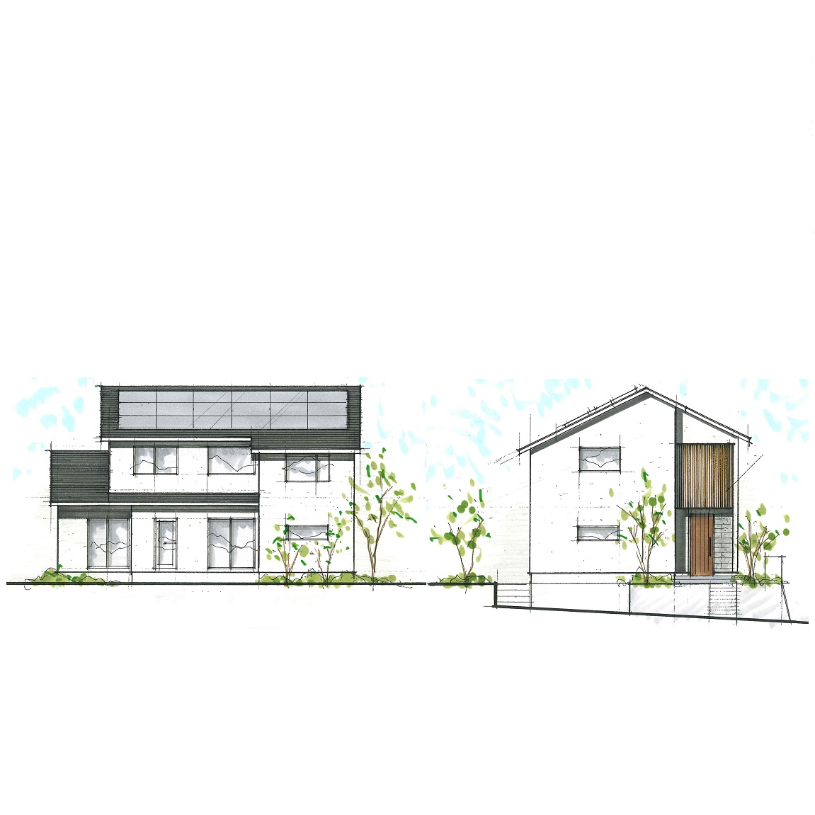 シアタールームと中二階のリビングが魅力の住まい