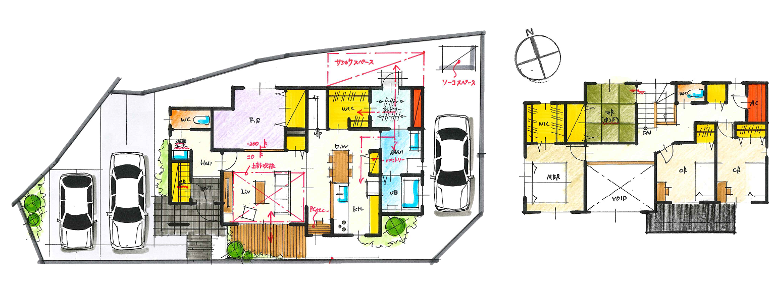 ウォークインクローゼットとランドリールームが繋がる家事ラク動線の住まい