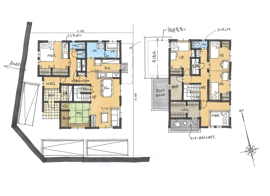 ミニキッチンや水回り動線にこだわった生活のしやすさを追求した二世帯の住まい