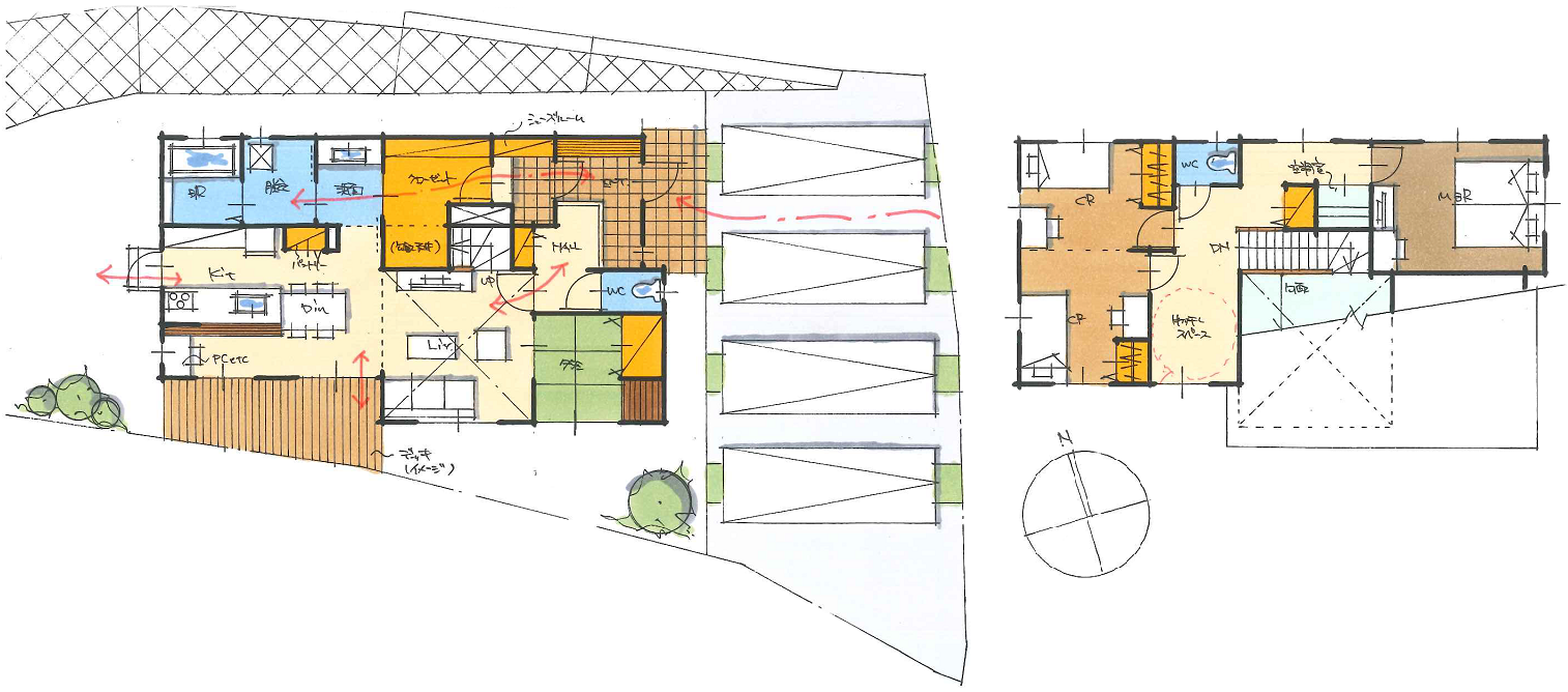 吹き抜けのある、ママに優しい家事動線のある住まい