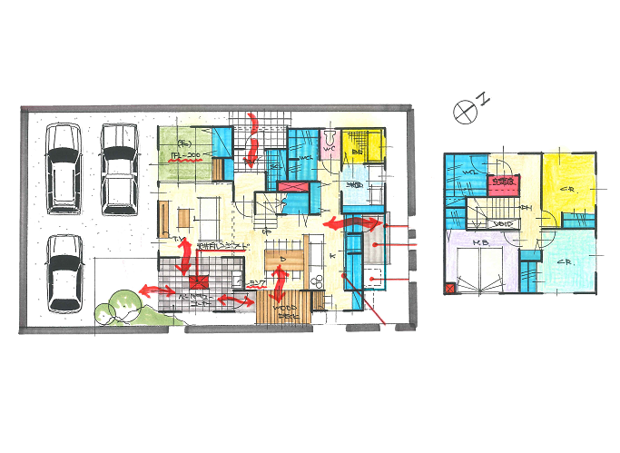 各所に収納を配置したママラクな住まい
