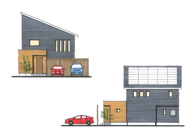 アイアン階段とスキップフロアが開放的な家