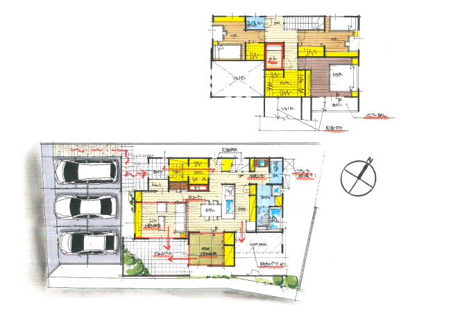 ファミリー玄関とファミリークローゼットのある家
