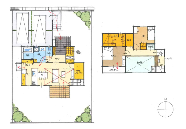 中二階のある明るい吹き抜けが魅力の家