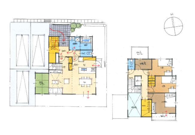 2wayのシューズルームと回遊動線のある間取り