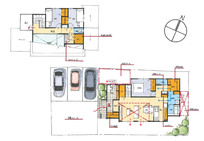広々土間空間でアウトドアの趣味も楽しむ家