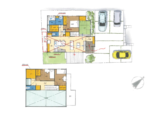平屋のような暮らしも叶う、開放的なLDKのある家