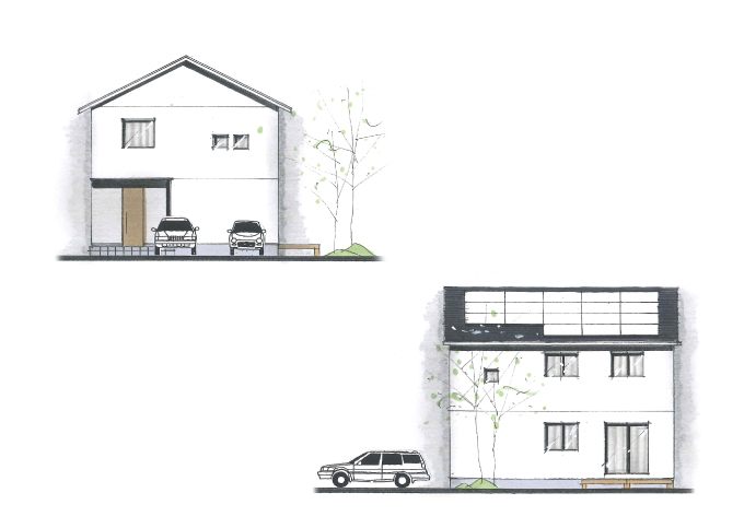 中二階に書斎を設けた家事ラク動線のある家