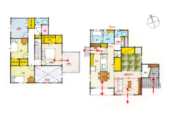 キッチンをぐるりと回れる動線が便利な住まい