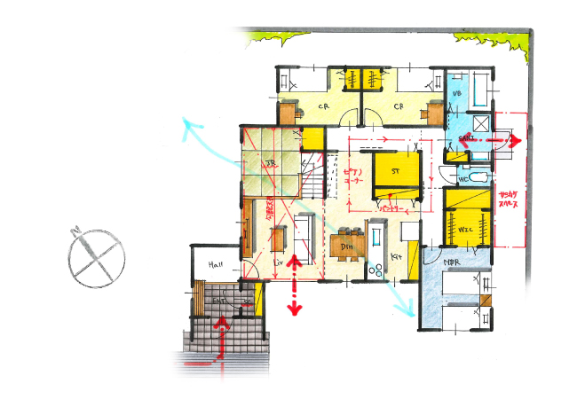 ぐるりと回れる動線が便利な趣味を楽しむ平屋