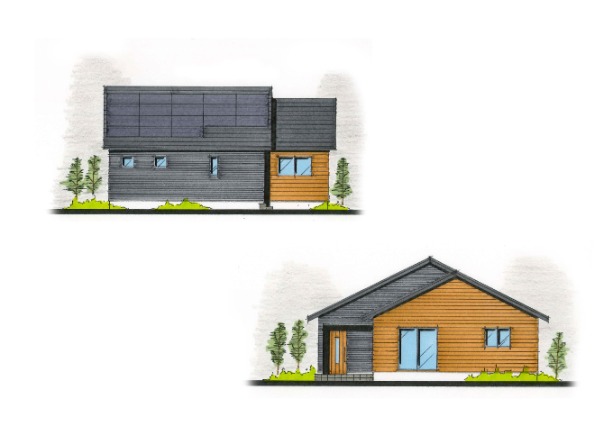 直線に配置した水回り動線が便利な平屋