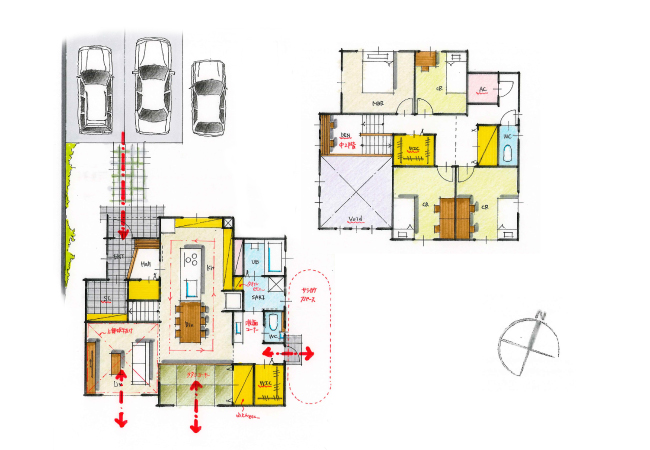 大容量の土間収納と中二階で家族の楽しみが広がる家