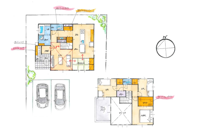 ダイニング横の畳コーナーでくつろぐ家