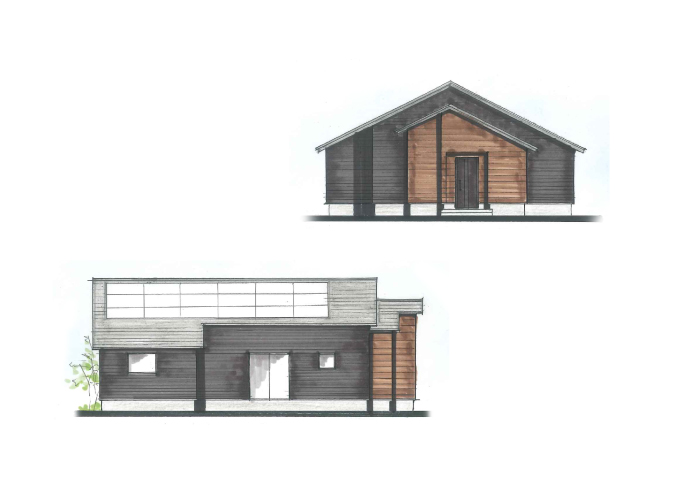 勾配天井と中二階が開放的な間取りの平屋