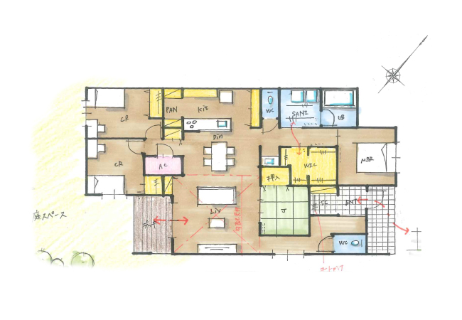 適材適所に収納を備えたのびのびと暮らせる平屋