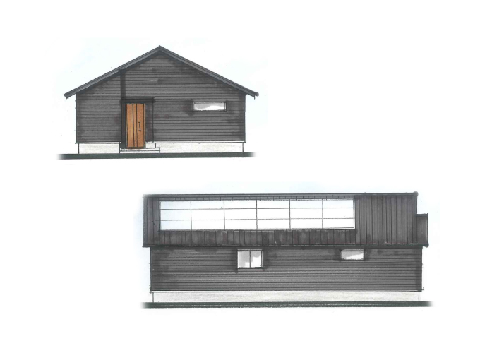 中二階からリビングを眺める回遊動線のある平屋